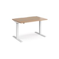 Elev8 Mono straight sit-stand desk 1200mm x 800mm - white frame, beech top