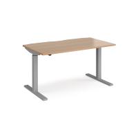 Elev8 Mono straight sit-stand desk 1400mm x 800mm - silver frame, beech top