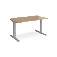Elev8 Mono straight sit-stand desk 1400mm x 800mm - silver frame, oak top