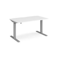 Elev8 Mono straight sit-stand desk 1400mm x 800mm - silver frame, white top