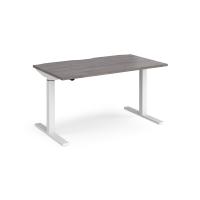 Elev8 Mono straight sit-stand desk 1400mm x 800mm - white frame, grey oak top