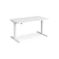 Elev8 Mono straight sit-stand desk 1400mm x 800mm - white frame, white top