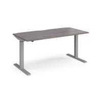 Elev8 Mono straight sit-stand desk 1600mm x 800mm - silver frame, grey oak top