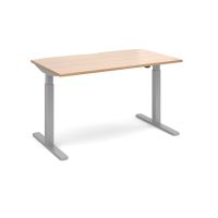 Elev8 Mono straight sit-stand desk 1400mm x 800mm - silver frame, beech top