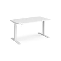 Elev8 Touch straight sit-stand desk 1400mm x 800mm - white frame, white top