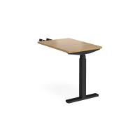 Elev8 Touch sit-stand return desk 600mm x 800mm - black frame, oak top