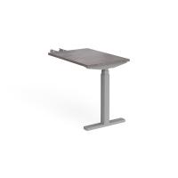 Elev8 Touch sit-stand return desk 600mm x 800mm - silver frame, grey oak top