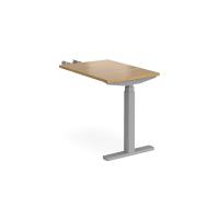Elev8 Touch sit-stand return desk 600mm x 800mm - silver frame, oak top