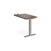 Elev8 Touch sit-stand return desk 600mm x 800mm - silver frame, walnut top