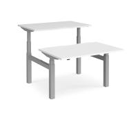 Elev8 Touch sit-stand back-to-back desks 1200mm x 1650mm - silver frame, white top