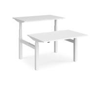 Elev8 Touch sit-stand back-to-back desks 1200mm x 1650mm - white frame, white top