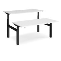 Elev8 Touch sit-stand back-to-back desks 1600mm x 1650mm - black frame, white top