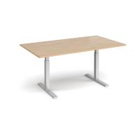 Elev8 Touch boardroom table 1800mm x 1000mm - silver frame, Kendal oak top