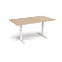 Elev8 Touch boardroom table 1800mm x 1000mm - white frame, Kendal oak top