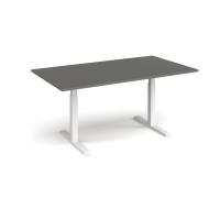 Elev8 Touch boardroom table 1800mm x 1000mm - white frame, onyx grey top