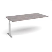 Elev8 Touch boardroom table add on unit 2000mm x 1000mm - silver frame, grey oak top