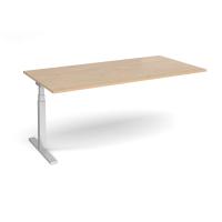Elev8 Touch boardroom table add on unit 2000mm x 1000mm - silver frame, kendal oak top
