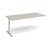 Elev8 Touch boardroom table add on unit 2000mm x 1000mm - silver frame, light grey top
