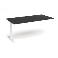 Elev8 Touch boardroom table add on unit 2000mm x 1000mm - white frame, black top