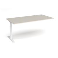 Elev8 Touch boardroom table add on unit 2000mm x 1000mm - white frame, light grey top