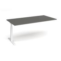 Elev8 Touch boardroom table add on unit 2000mm x 1000mm - white frame, onyx grey top