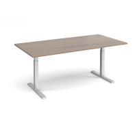 Elev8 Touch boardroom table 2000mm x 1000mm - silver frame, Barcelona walnut top