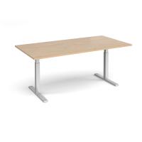 Elev8 Touch boardroom table 2000mm x 1000mm - silver frame, Kendal oak top