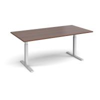 Elev8 Touch boardroom table 2000mm x 1000mm - silver frame, walnut top