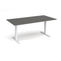 Elev8 Touch boardroom table 2000mm x 1000mm - white frame, onyx grey top