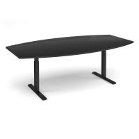 Elev8 Touch radial boardroom table 2400mm x 800/1300mm - black frame, black top