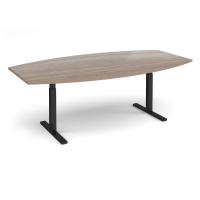 Elev8 Touch radial boardroom table 2400mm x 800/1300mm - black frame, Barcelona walnut top