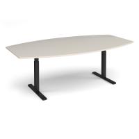 Elev8 Touch radial boardroom table 2400mm x 800/1300mm - black frame, light grey top