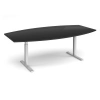 Elev8 Touch radial boardroom table 2400mm x 800/1300mm - silver frame, black top
