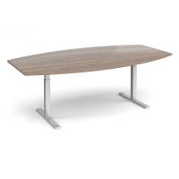 Elev8 Touch radial boardroom table 2400mm x 800/1300mm - silver frame, Barcelona walnut top
