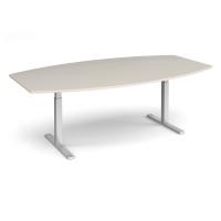 Elev8 Touch radial boardroom table 2400mm x 800/1300mm - silver frame, light grey top