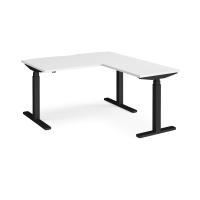 Elev8 Touch sit-stand desk 1400mm x 800mm with 800mm return desk - black frame, white top