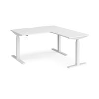 Elev8 Touch sit-stand desk 1400mm x 800mm with 800mm return desk - white frame, white top