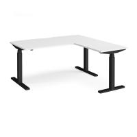 Elev8 Touch sit-stand desk 1600mm x 800mm with 800mm return desk - black frame, white top