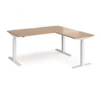 Elev8 Touch sit-stand desk 1600mm x 800mm with 800mm return desk - white frame, beech top