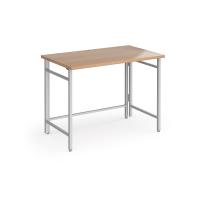 Fuji home office workstation 1000mm x 600mm with folding legs – Beech with silver frame