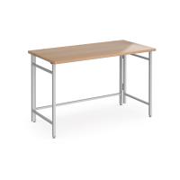 Fuji home office workstation 1200mm x 600mm with folding legs – Beech with silver frame