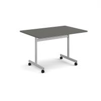 Rectangular flip top meeting table with silver frame 1200mm x 800mm - Onyx Grey