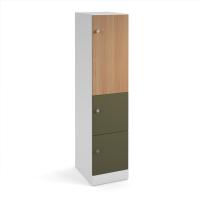 Flux 1700mm high lockers with three doors (larger upper door) - cam lock