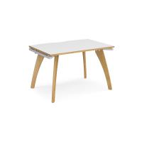 Fuze single desk 1200mm x 800mm with oak legs - white underframe, white top with oak edging