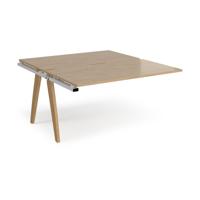 Fuze add on units back to back 1400mm x 1600mm with oak legs - white underframe, kendal oak top