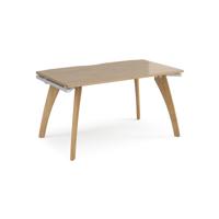 Fuze single desk 1400mm x 800mm with oak legs - white underframe, kendal oak top