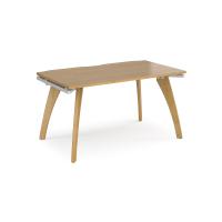 Fuze single desk 1400mm x 800mm with oak legs - white underframe, oak top