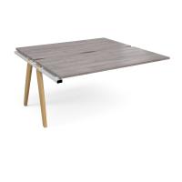 Fuze add on units back to back 1600mm x 1600mm with oak legs - white underframe, grey oak top