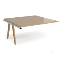 Fuze add on units back to back 1600mm x 1600mm with oak legs - white underframe, kendal oak top