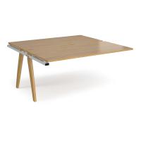 Fuze add on units back to back 1600mm x 1600mm with oak legs - white underframe, oak top